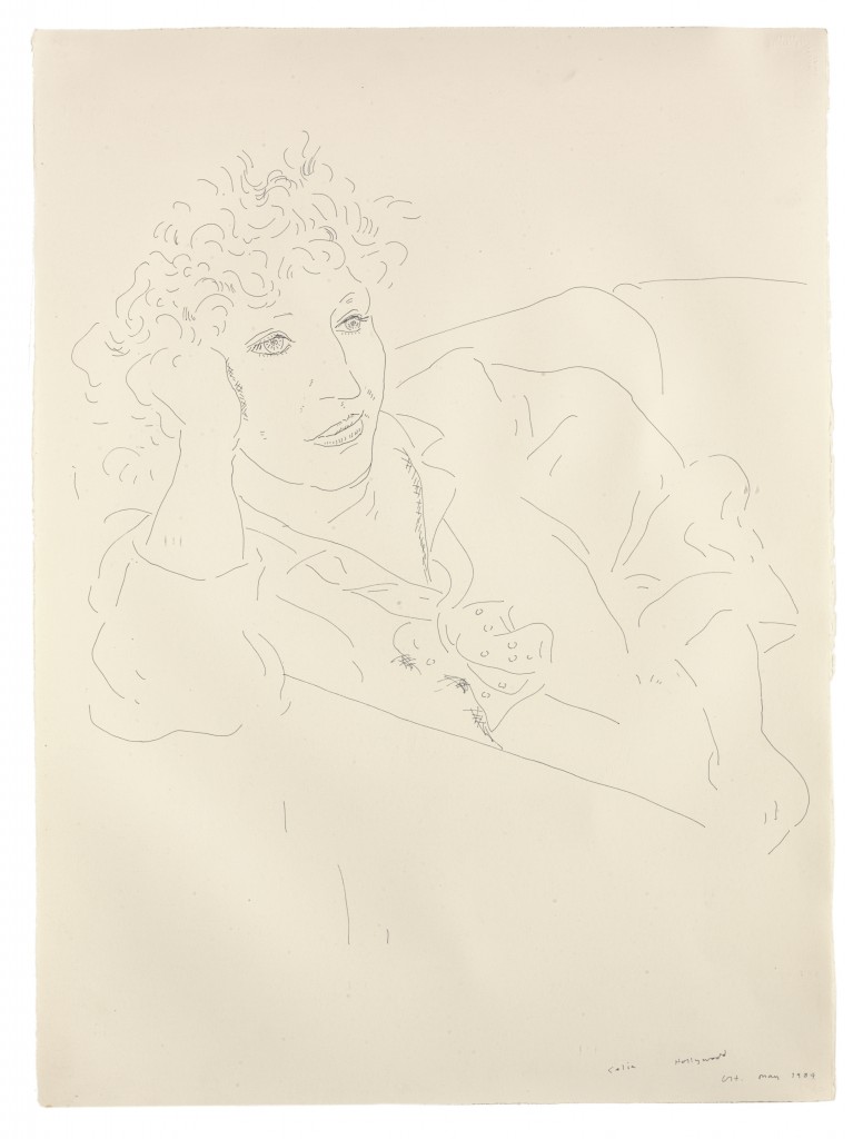 David Hockney, Celia Hollywood, 1984, encre sur papier, 76,2 x 57,2 cm, courtesy Galerie Lelong
